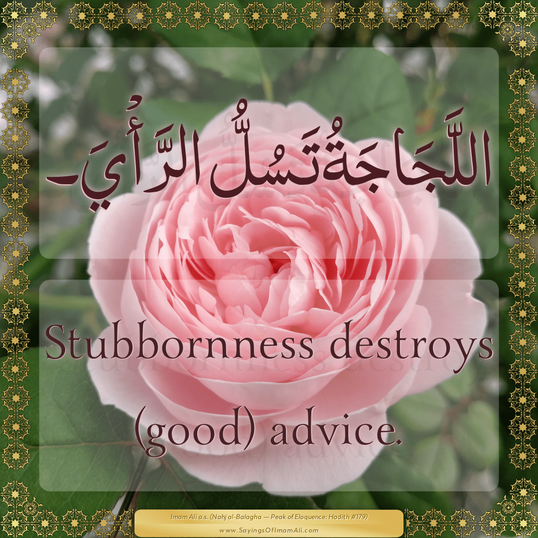Stubbornness destroys (good) advice.